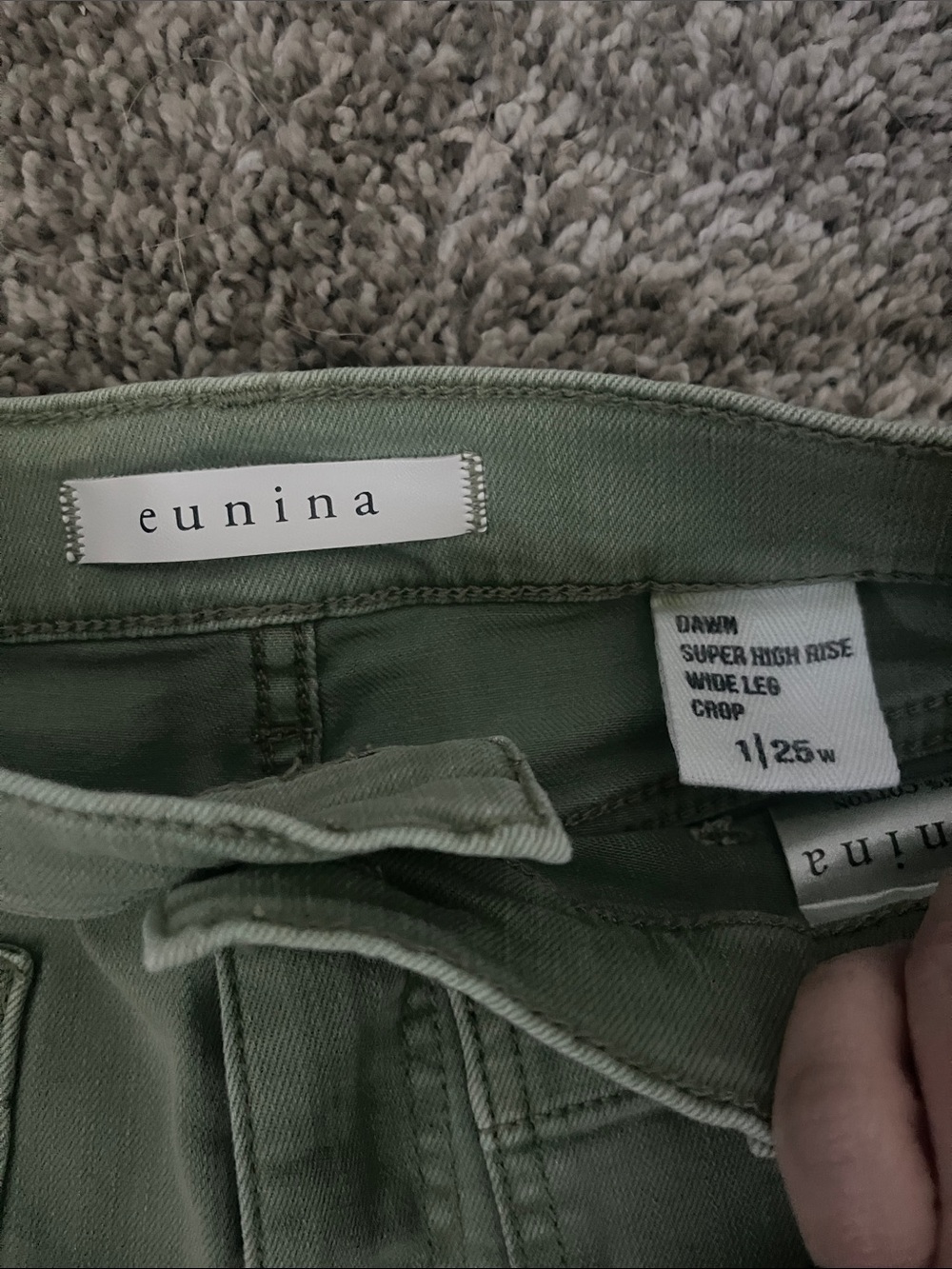 eunina Olive Green High-Rise Wide Leg Jeans - Picture 2 of 6